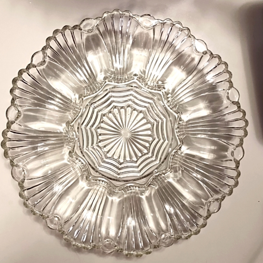 Deviled Egg Server Tray  10"Vintage Anchor Hocking Glass 896 Clear